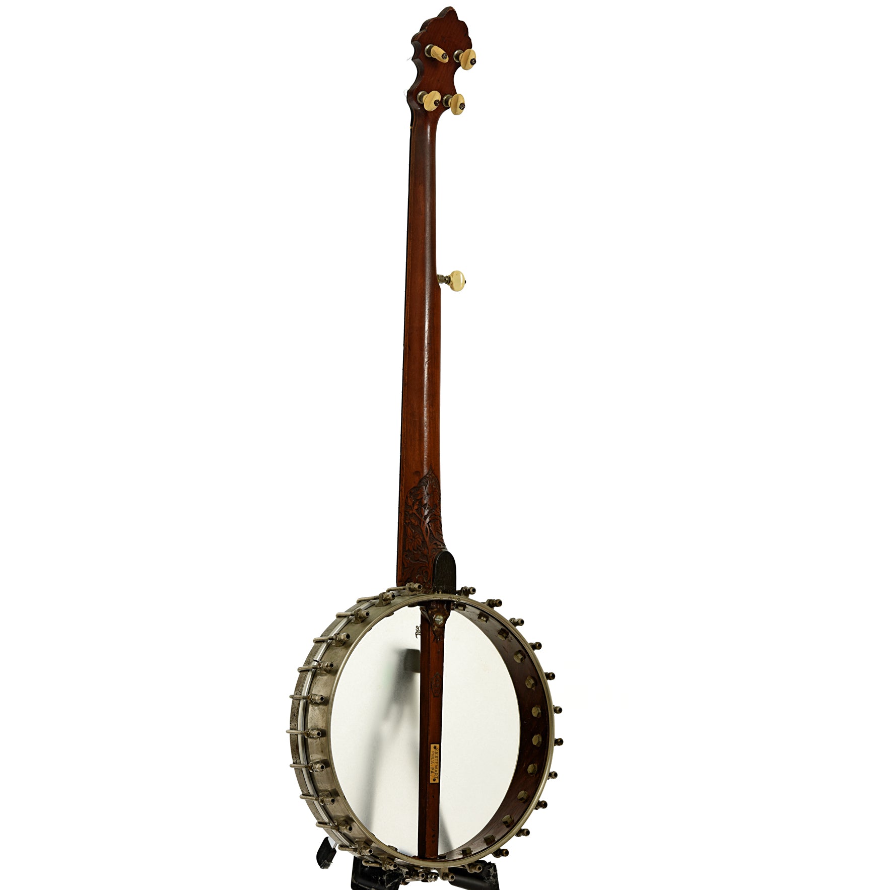 Full back and side of S.S. Stewart Universal Favorite No. 2 + Openback Banjo