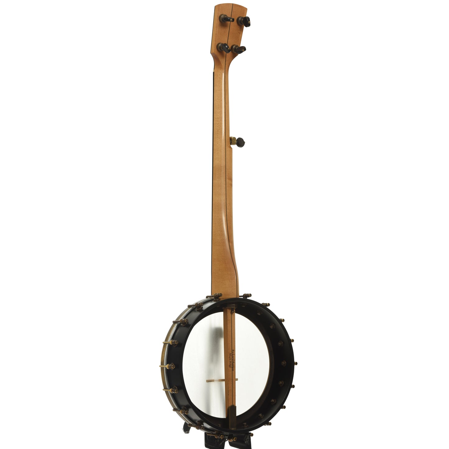 Full back and side of Rickard Maple Ridge 11 in. Openback Banjo
