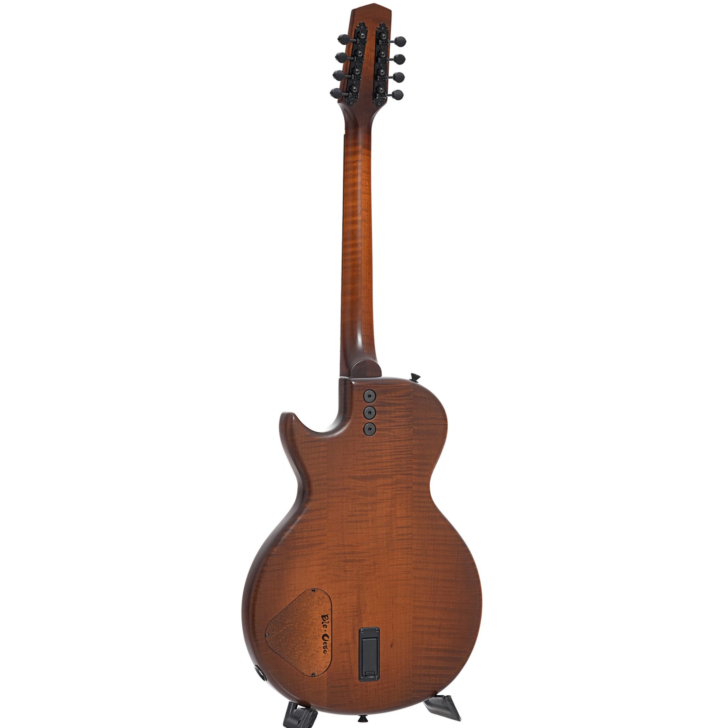 Full back and side of Northfield NFO-EL2 EleOcto Electric Octave Mandolin, Auburn Brown Finish  