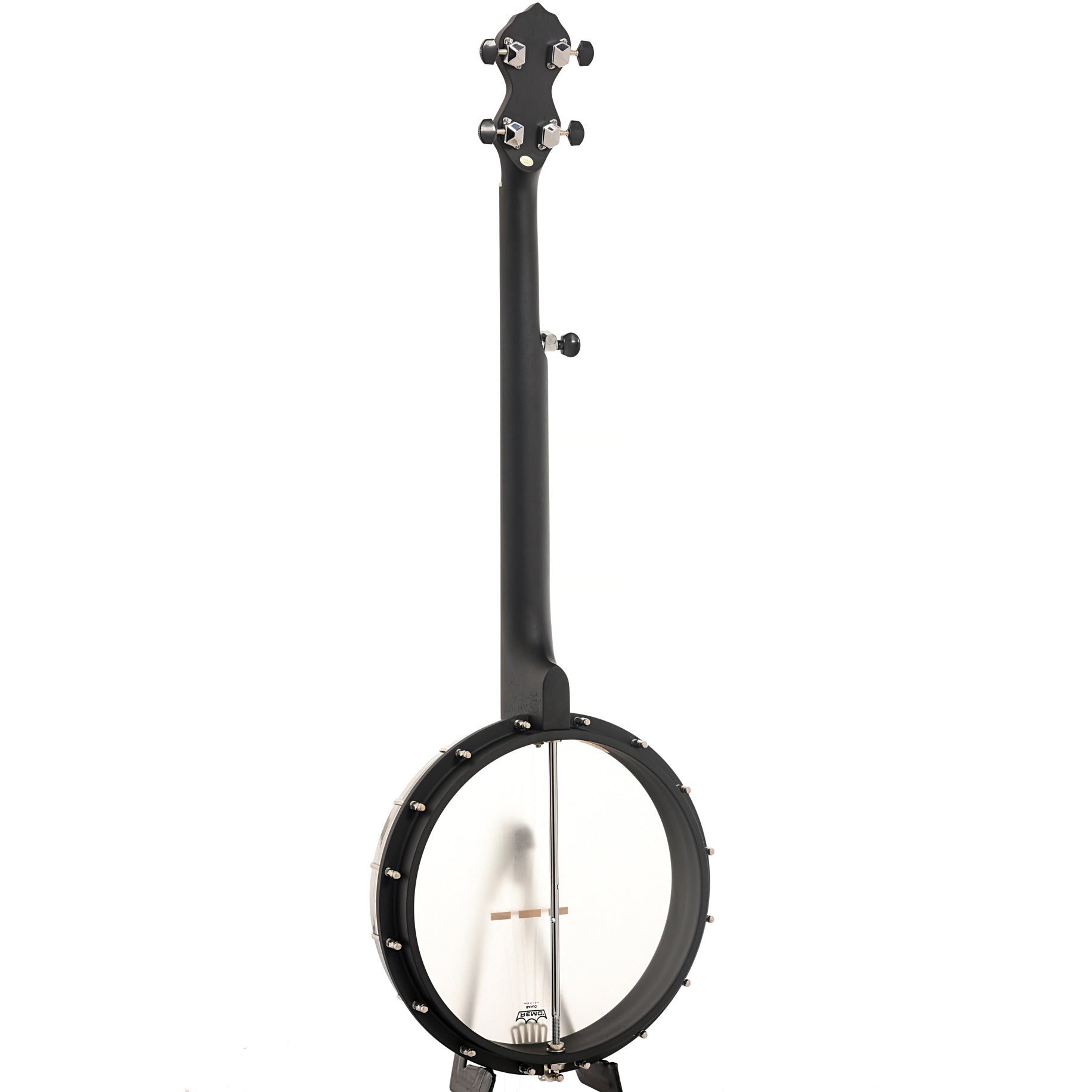 Full back and side of Gold Tone AC-12FL 12" Fretless Openback Banjo 