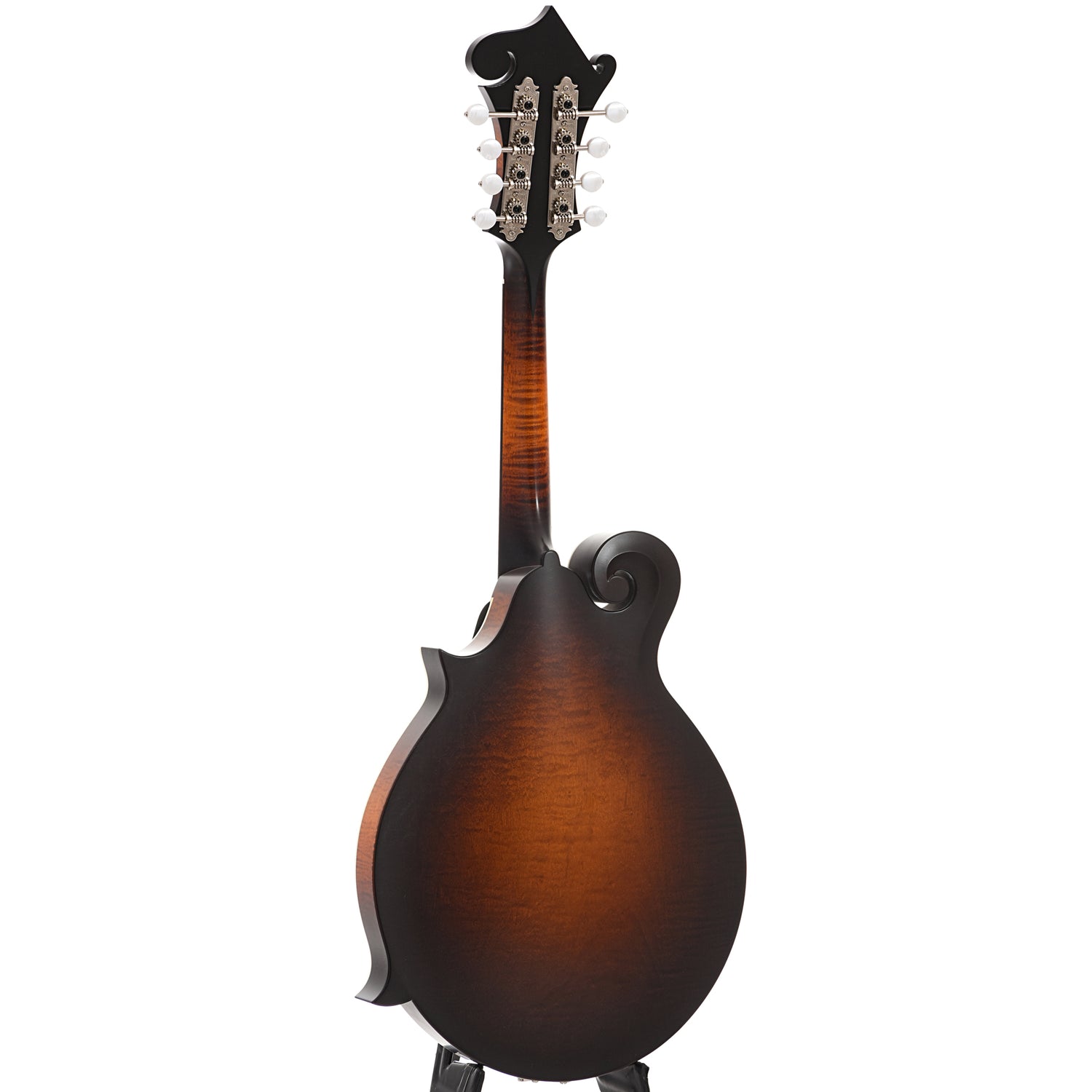 Full back and side of Pava F5 Satin Model F-Mandolin, Full Sunburst