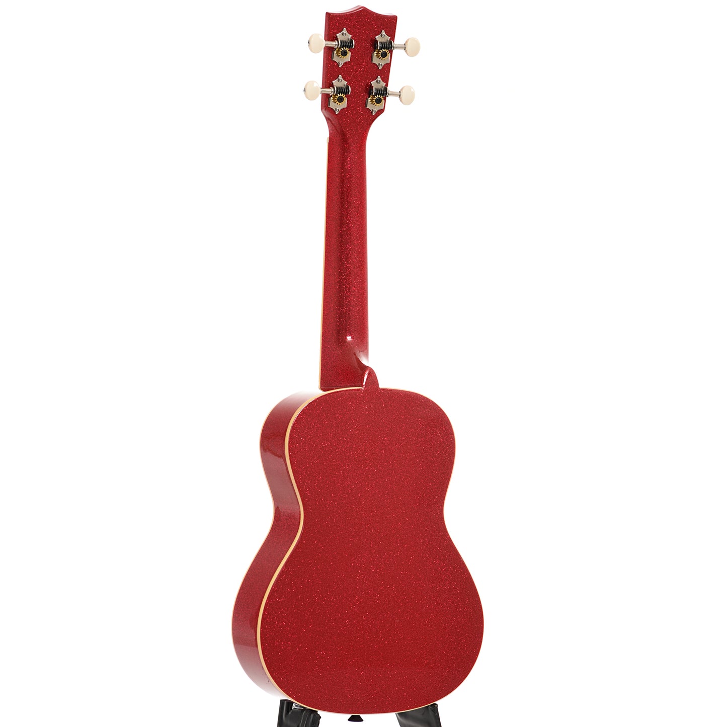 Full back and side of Kala Gloss Sparkle Concert Ukulele, Ritzy Red (recent)