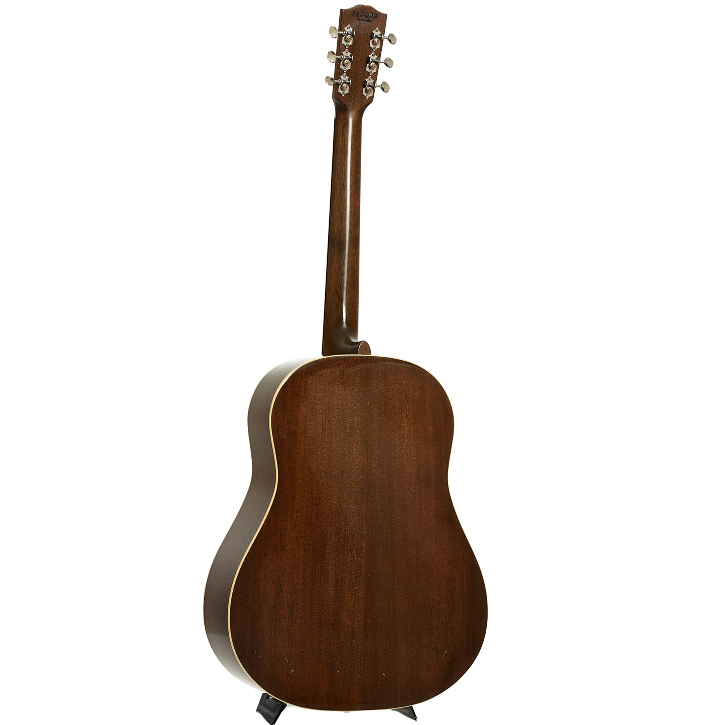 Full back and side of Pre-War Guitars Co. Slope Shoulder Dreadnought Acoustic Guitar, Shadetop, Level 1.5 Aging