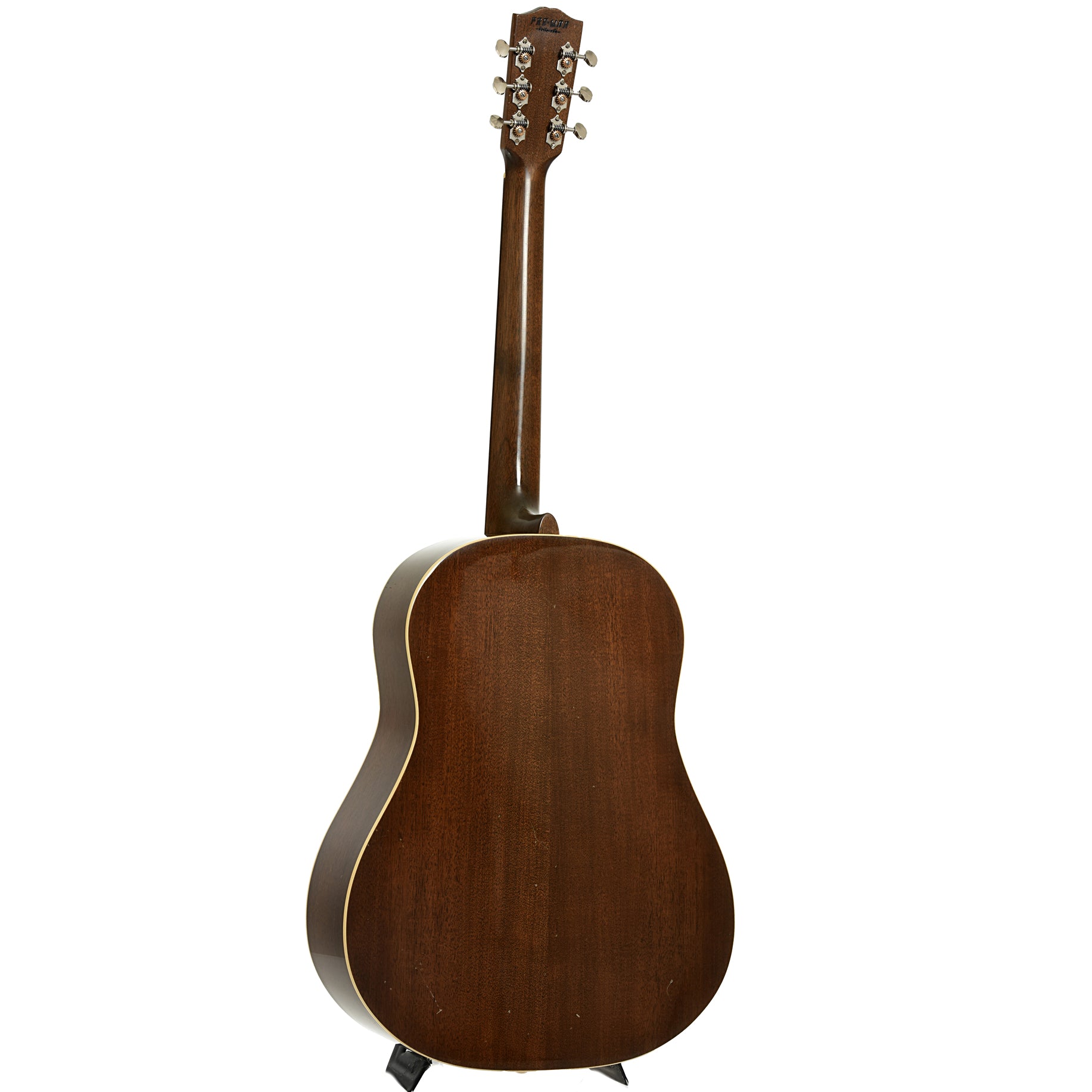 Full back and side of Pre-War Guitars Co. Slope Shoulder Dreadnought Acoustic Guitar, Shadetop, Level 1.5 Aging