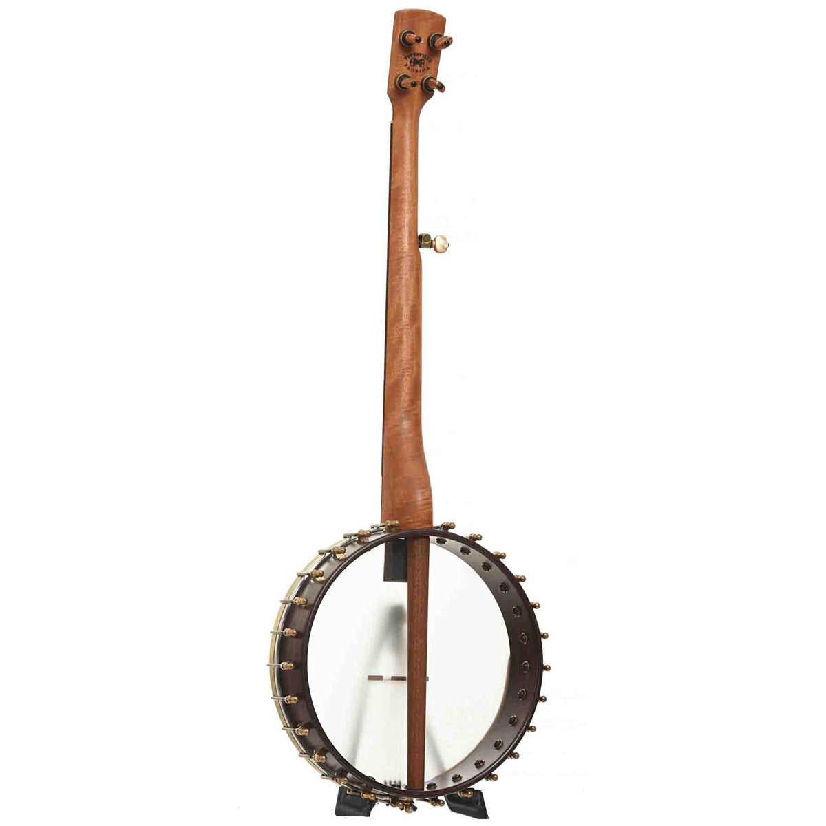 Full Back & Side of Ome Alpha-12 12in Openback Banjo & Gigbag, 26 Bracket