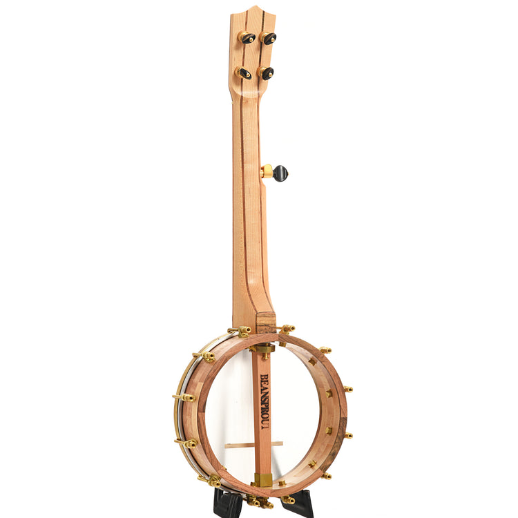 Full back and side of Aaron Keim Beansprout Mini 5-String Openback Banjo