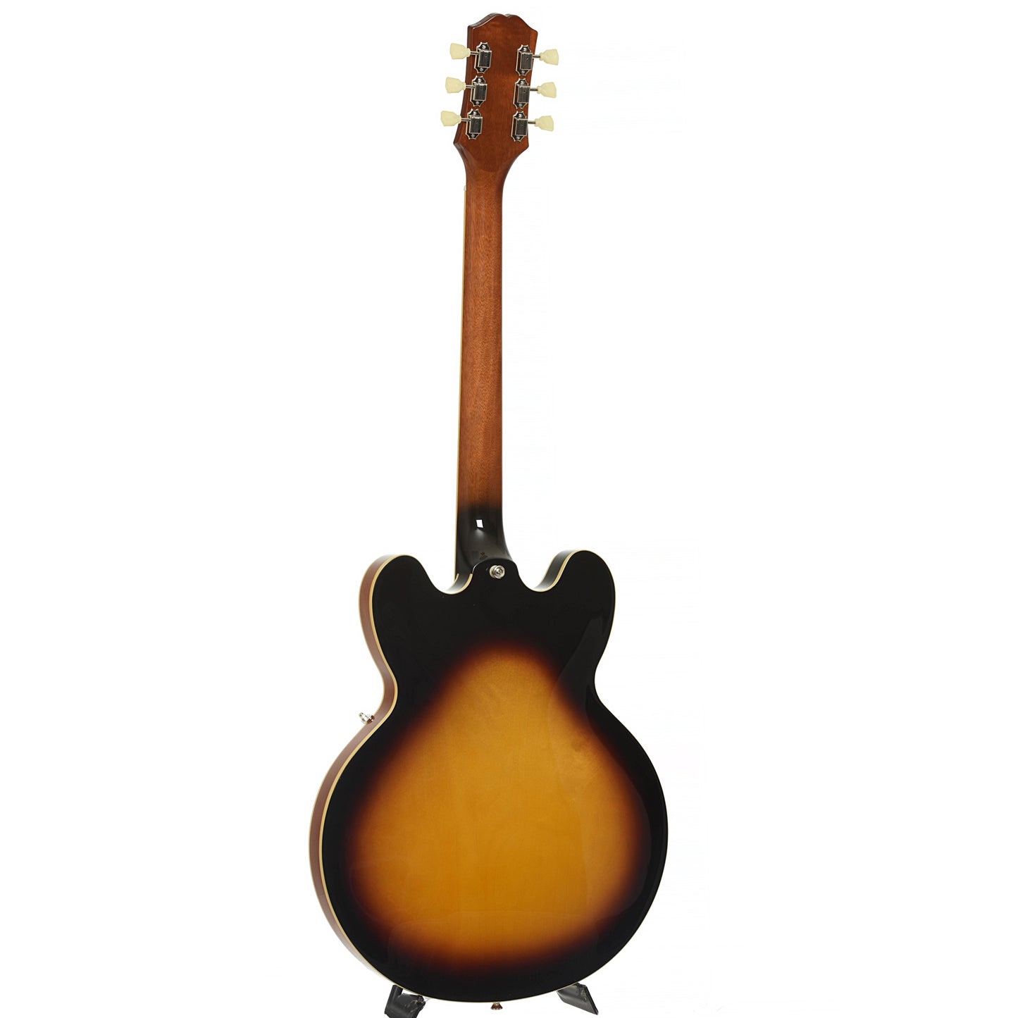 Full back and side of Epiphone ES-335 Semi-Hollowbody Electric Guitar, Vintage Sunburst