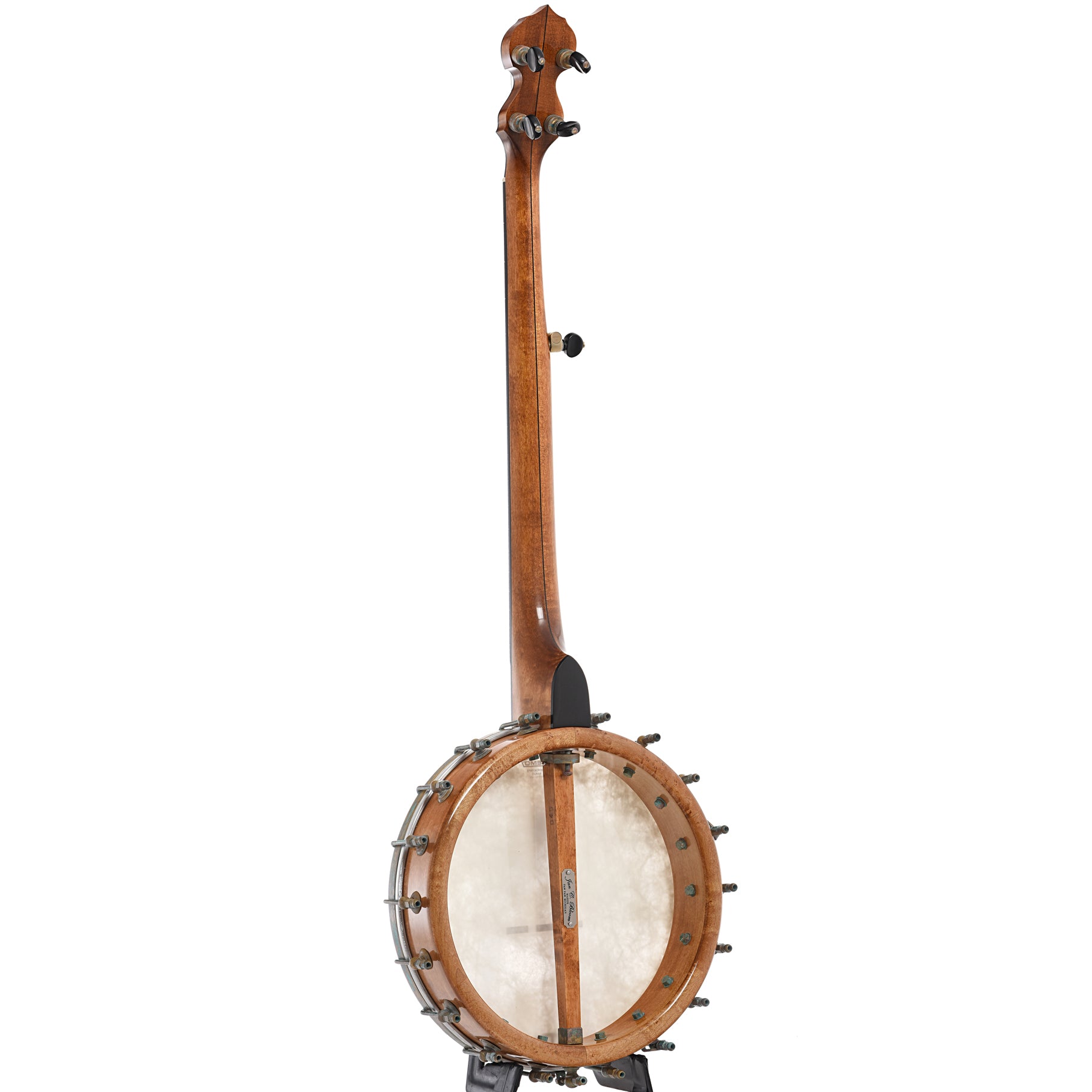 Full back and side of Bloom Old Brass Special Openback Banjo