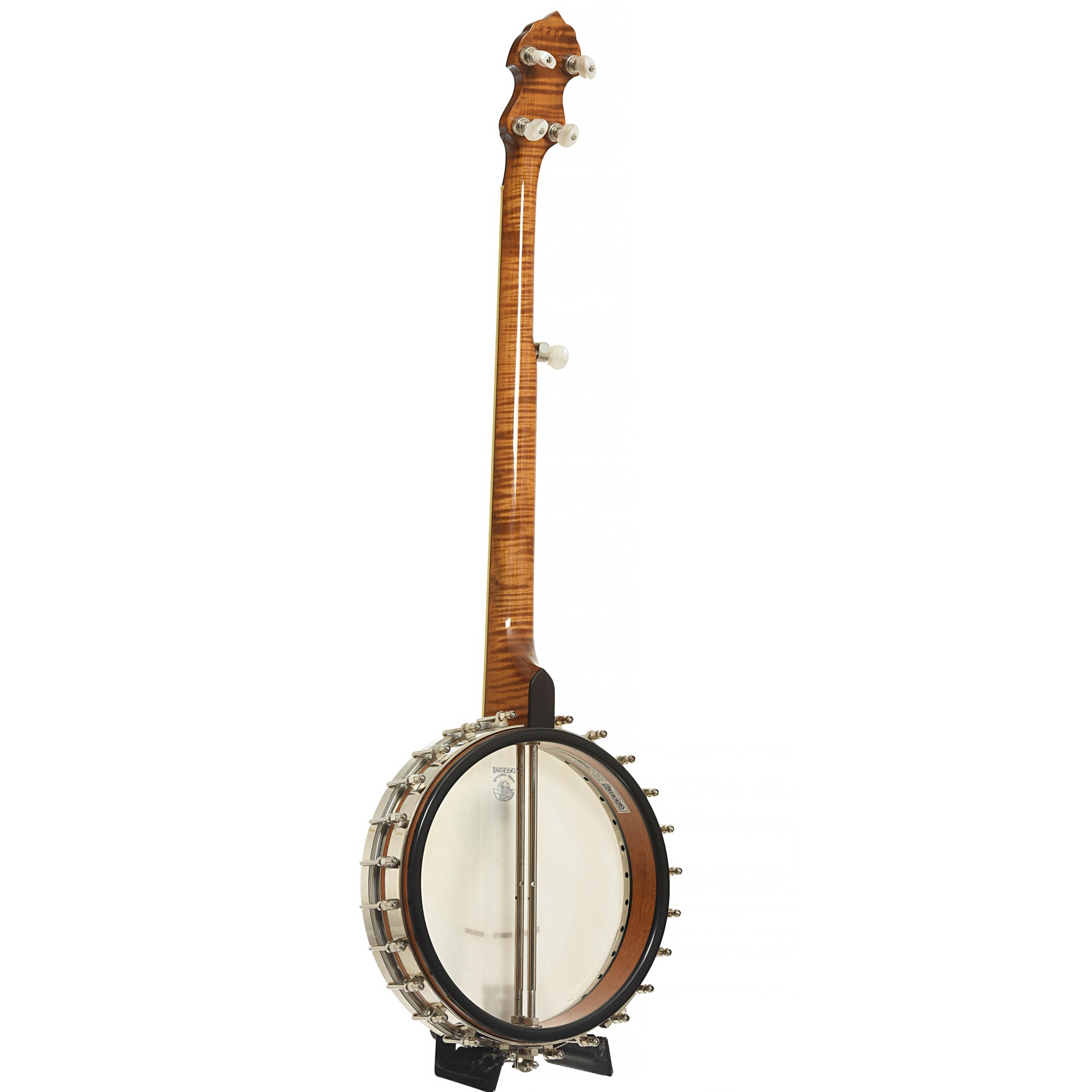 Full back and side of Deering Vega No. 2 Open Back Banjo