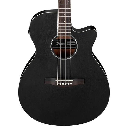Front of Ibanez AEG7MH Grand Concert Acoustic-Electric Guitar, Weathered Black Open Pore