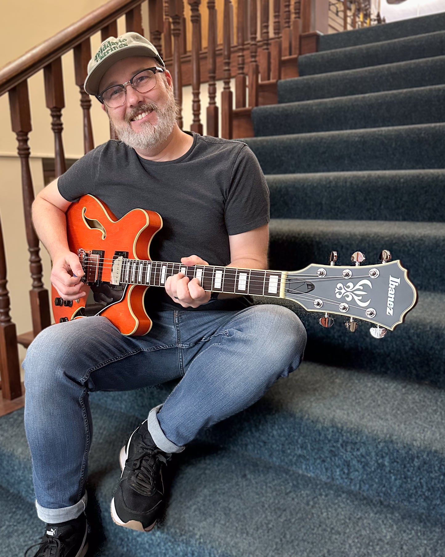 Showroom photo of Ibanez Artcore AS73 Semi-Hollowbody Electric Guitar, Transparent Tangerine Flat