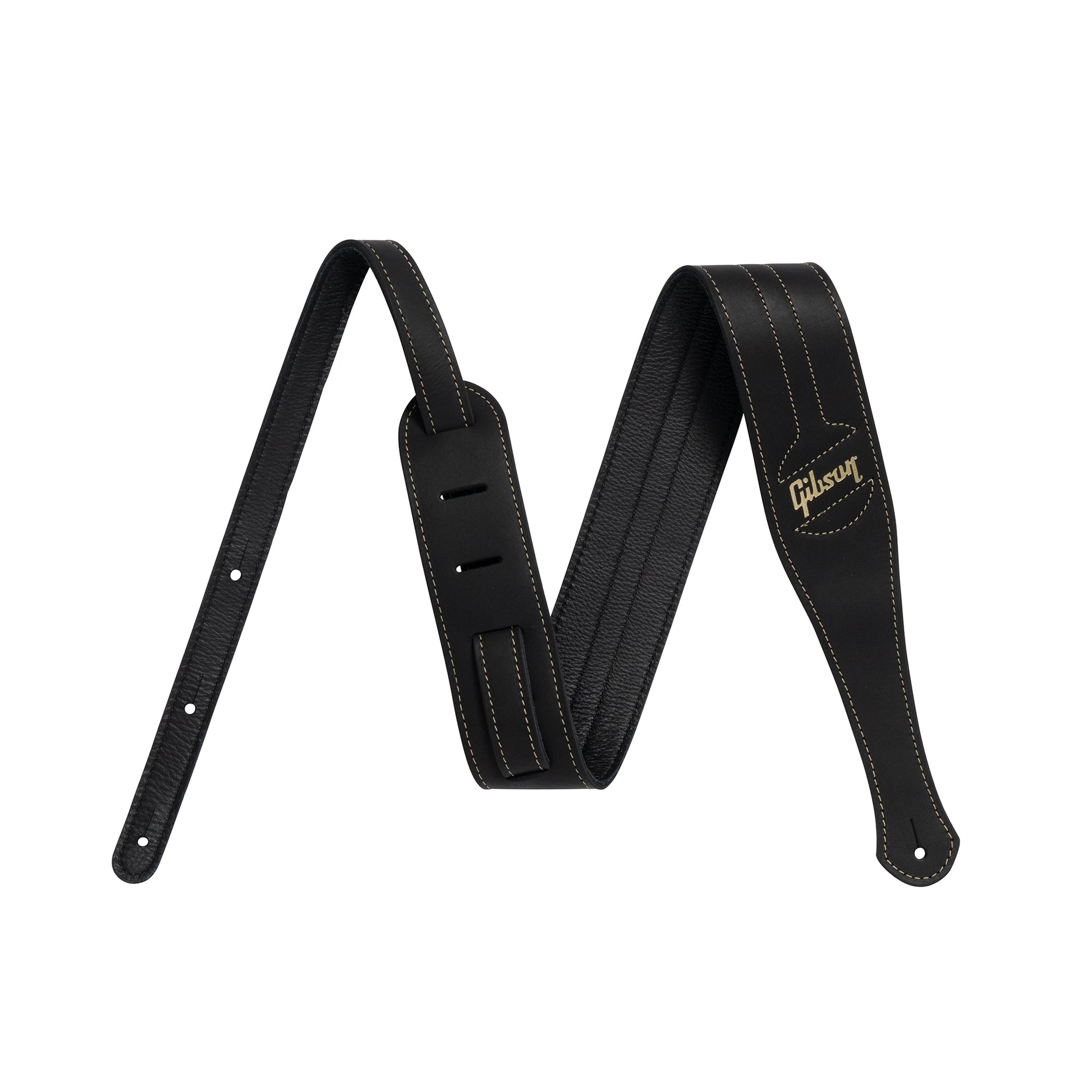 Front and back of Gibson Leather "The Classic" Guitar Strap, Black