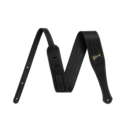 Front and back of Gibson Leather "The Classic" Guitar Strap, Black