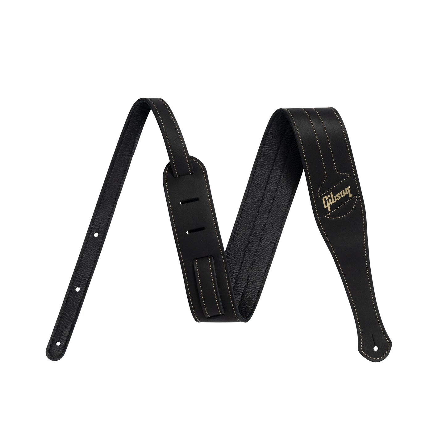 Front and back of Gibson Leather "The Classic" Guitar Strap, Black
