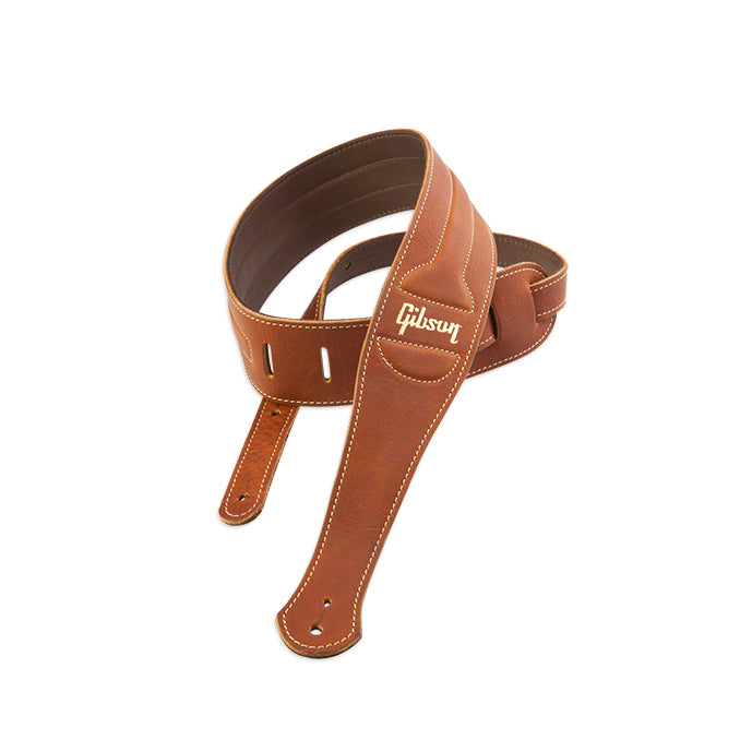 Front and back of Gibson Leather "The Classic" Guitar Strap, Brown