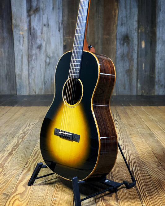 Showroom photo of Bedell Coffee House Parlor Acoustic Guitar, Adirondack Spruce & Indian Rosewood