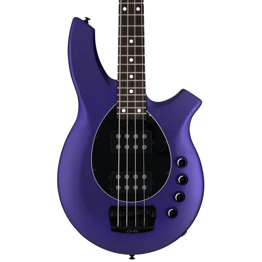 Front of Sterling by Music Man Bongo Electric Bass Guitar, Firemist Purple Satin
