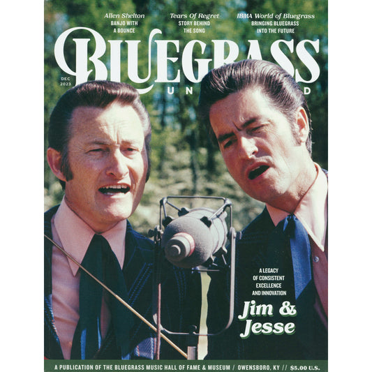 Image of front cover of Bluegrass Unlimited Dec. 2023 Jim & Jesse SKU: BU-202312
