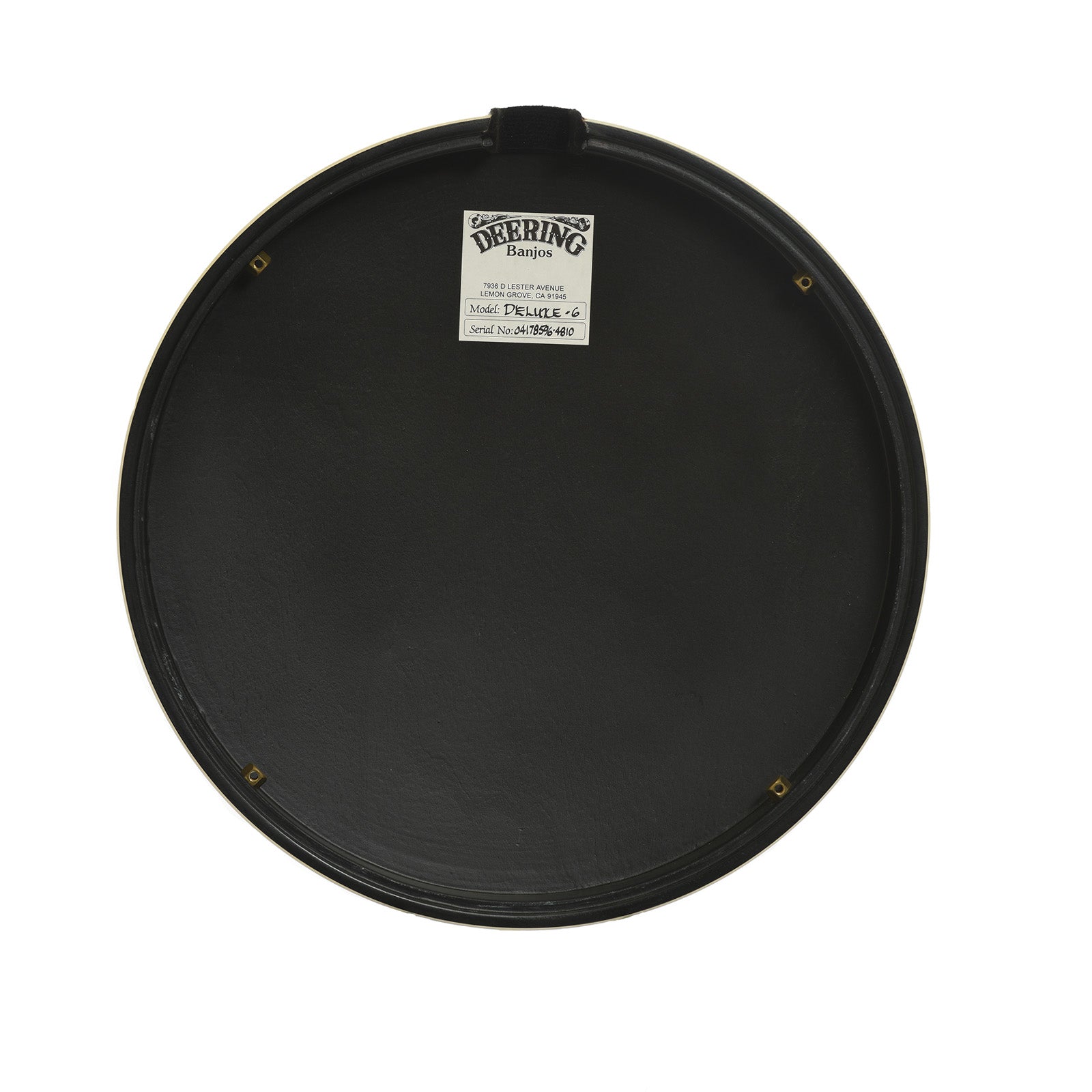 SN label of Deering Deluxe 6 Banjo Guitar