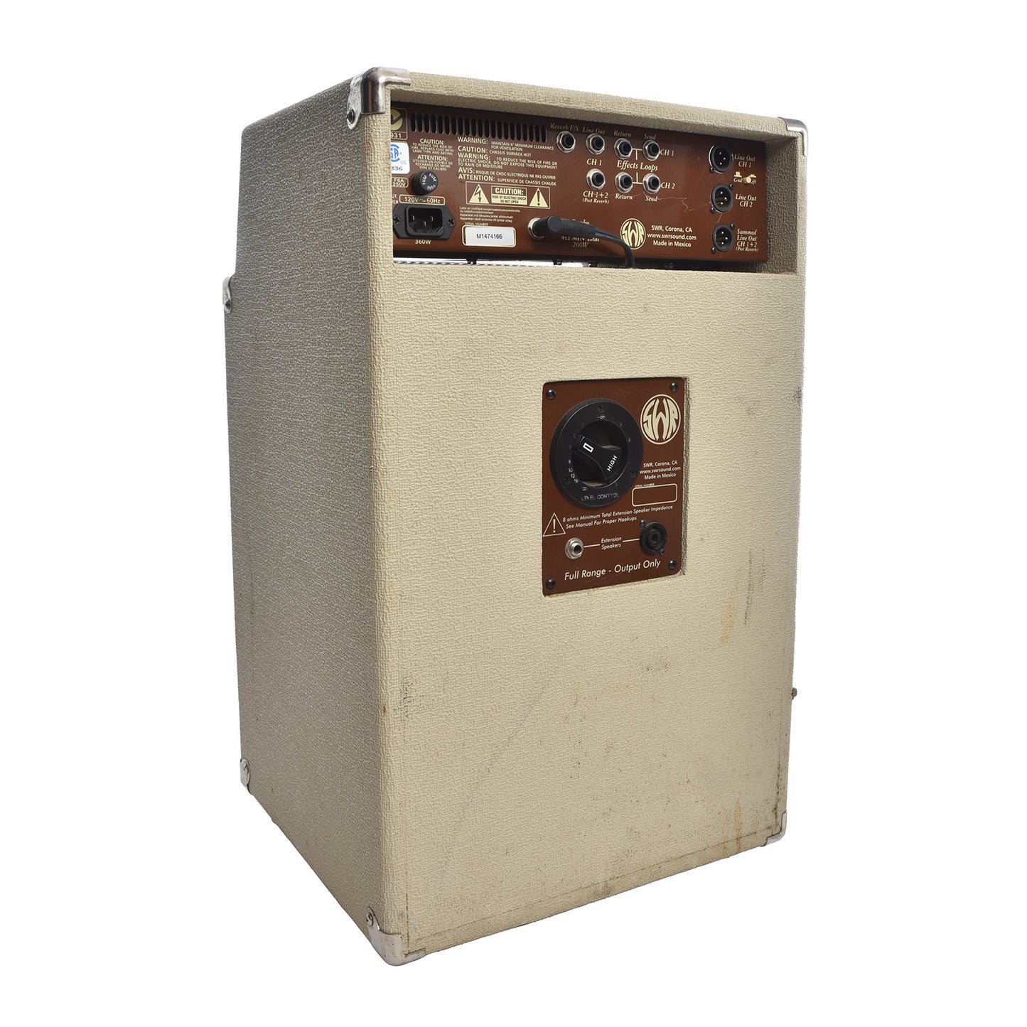 Back and side of SWR California Blonde II Acoustic Combo Amp