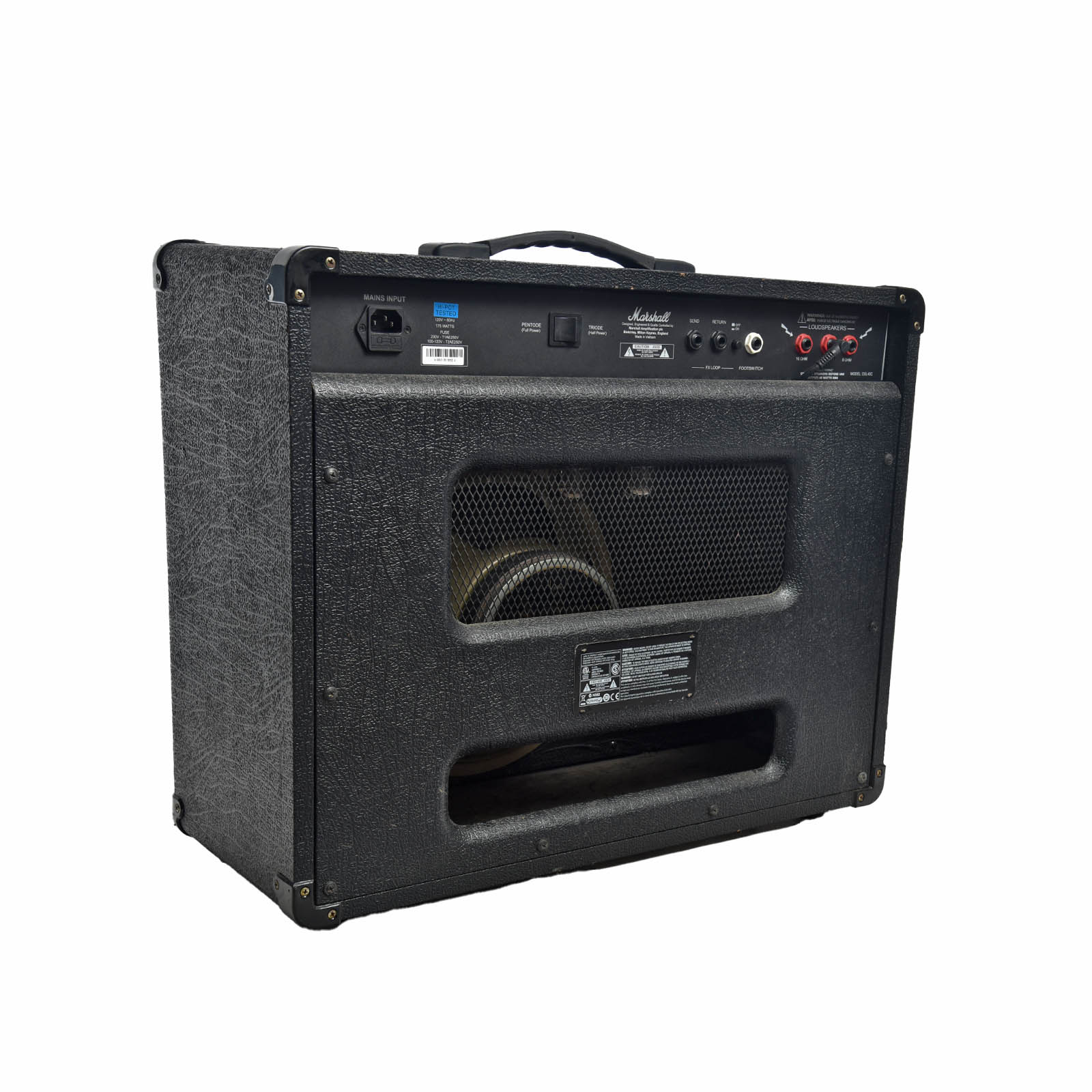 Back and side of Marshall DSL40C Combo Amp