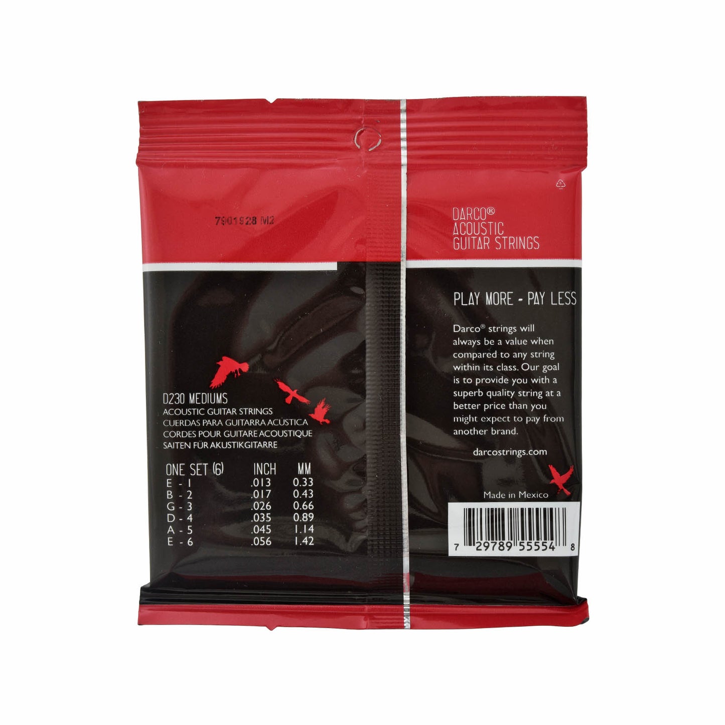 Back of Darco D230 Phosphor Bronze Medium 6-String Acoustic Guitar Set