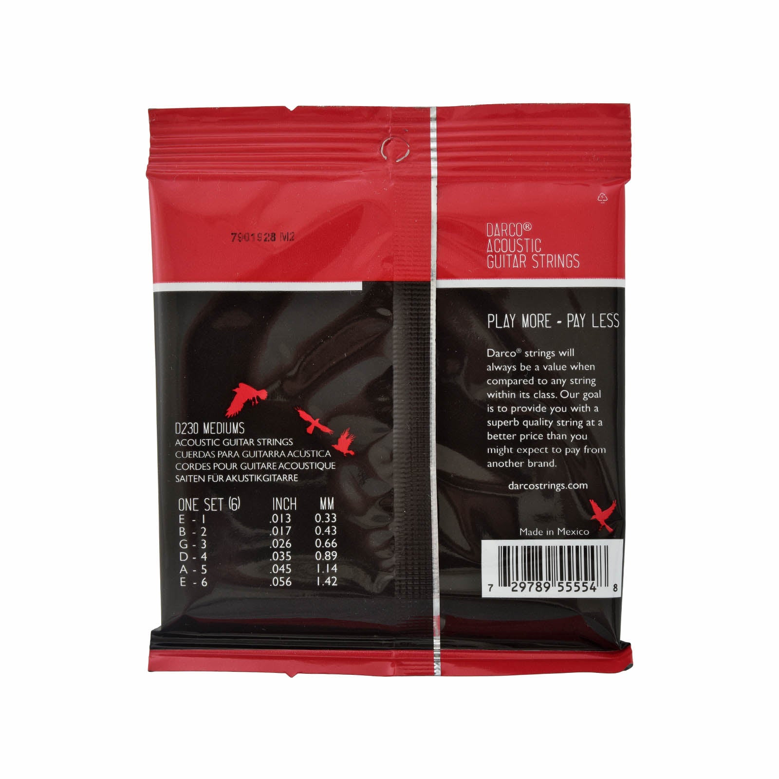 Back of Darco D230 Phosphor Bronze Medium 6-String Acoustic Guitar Set