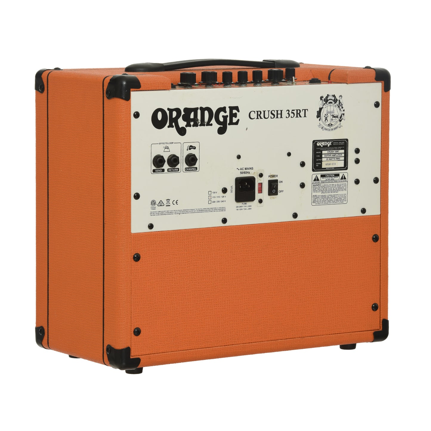 Back and side of Orange Orange Crush 35RT Combo Amplifier