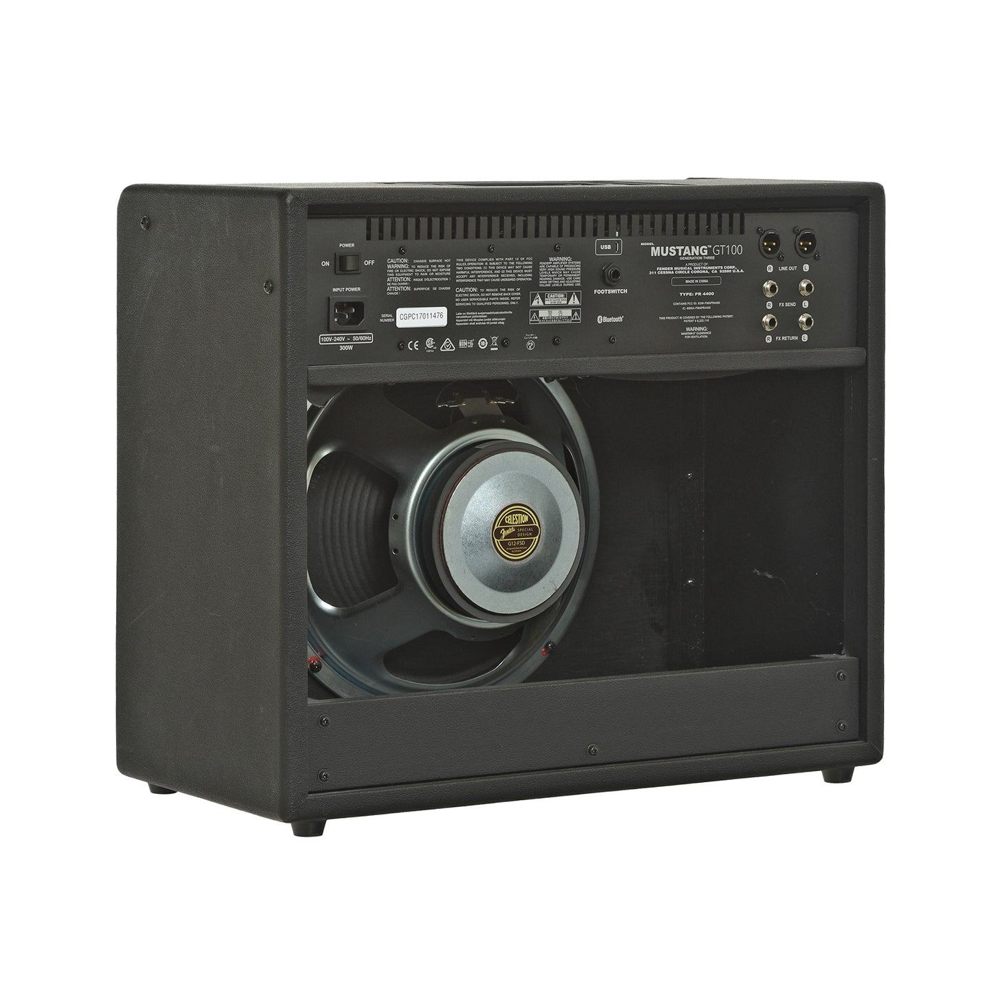 Back and side of Fender Mustang GT-100 Combo Amp 