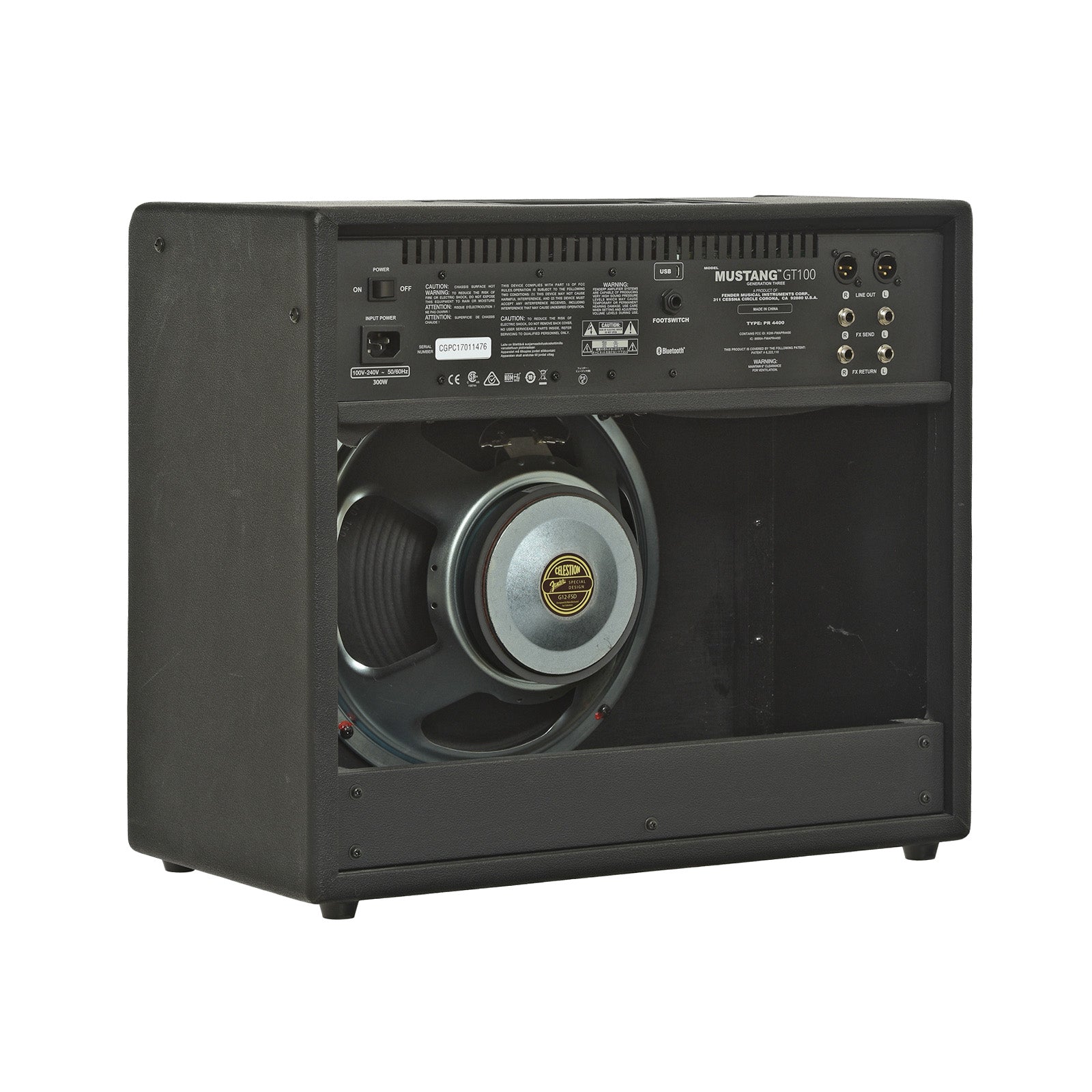 Back and side of Fender Mustang GT-100 Combo Amp 