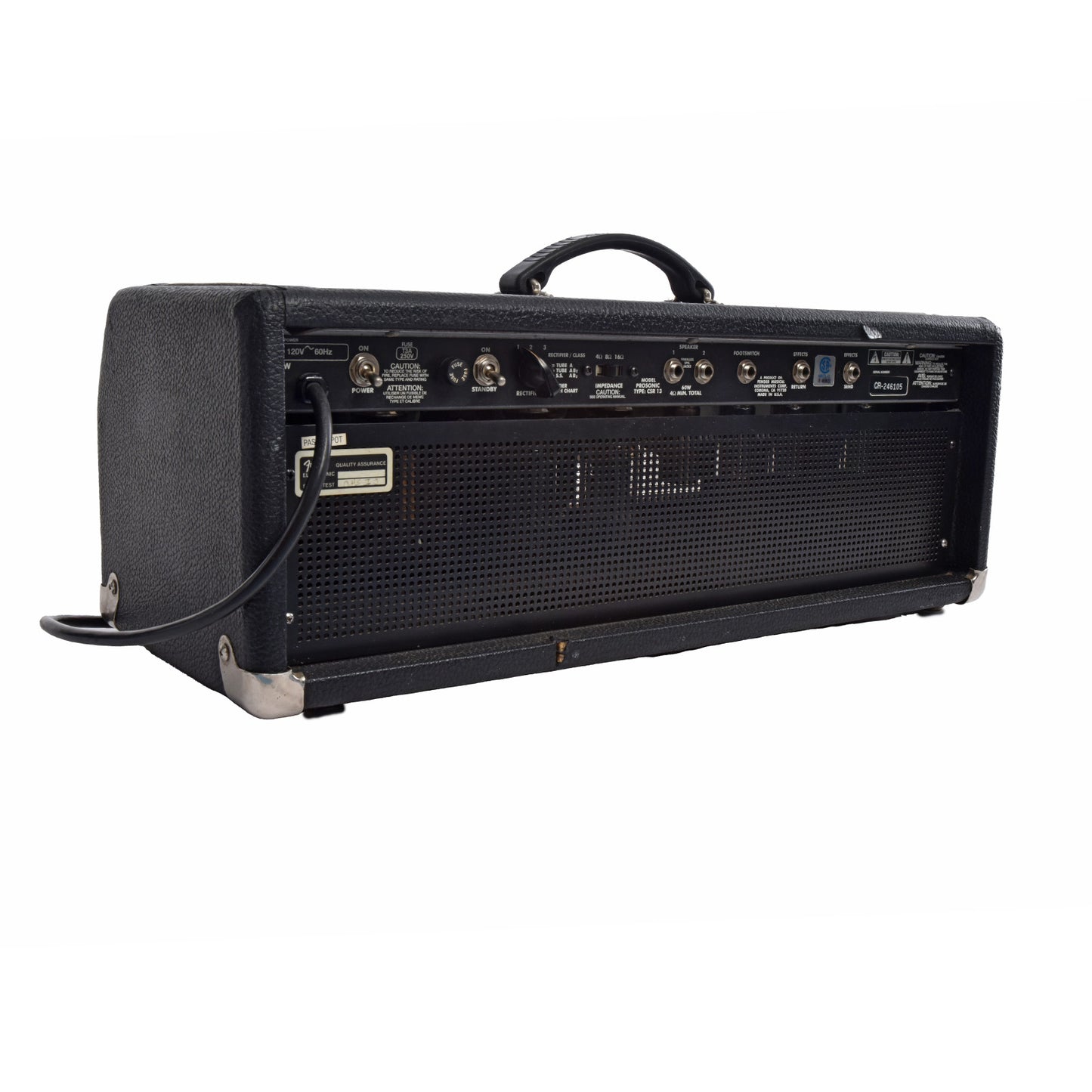 Back and side of Fender Prosonic Amplifier Head