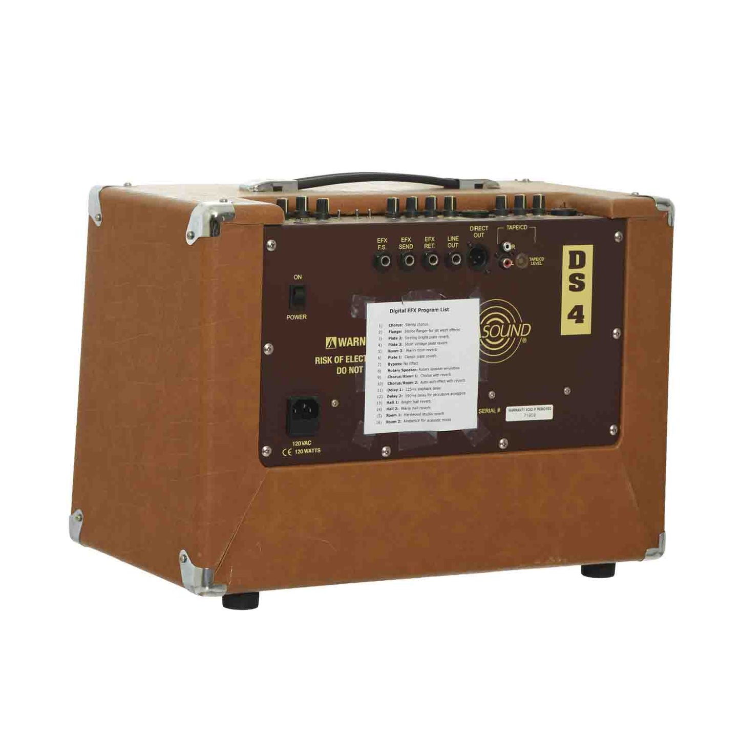 Full back and side of Ultrasound DS4 Acoustic Combo Amp