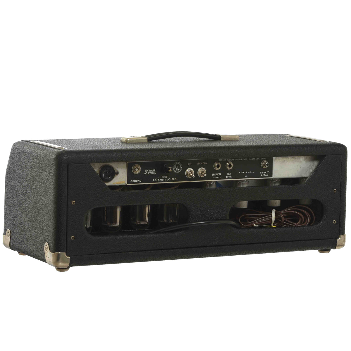 Side and back of Fender Dual Showman Head (1968)
