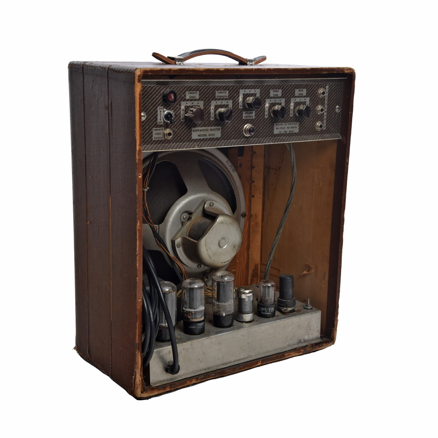 Back and side of Sherwood Master Model 8422 Combo Amp 