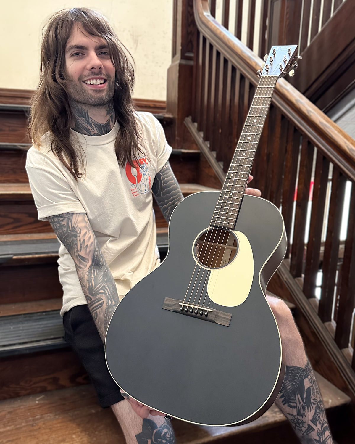 Showroom photo of Martin 00L-16E Acoustic Guitar & Gigbag, Black Smoke