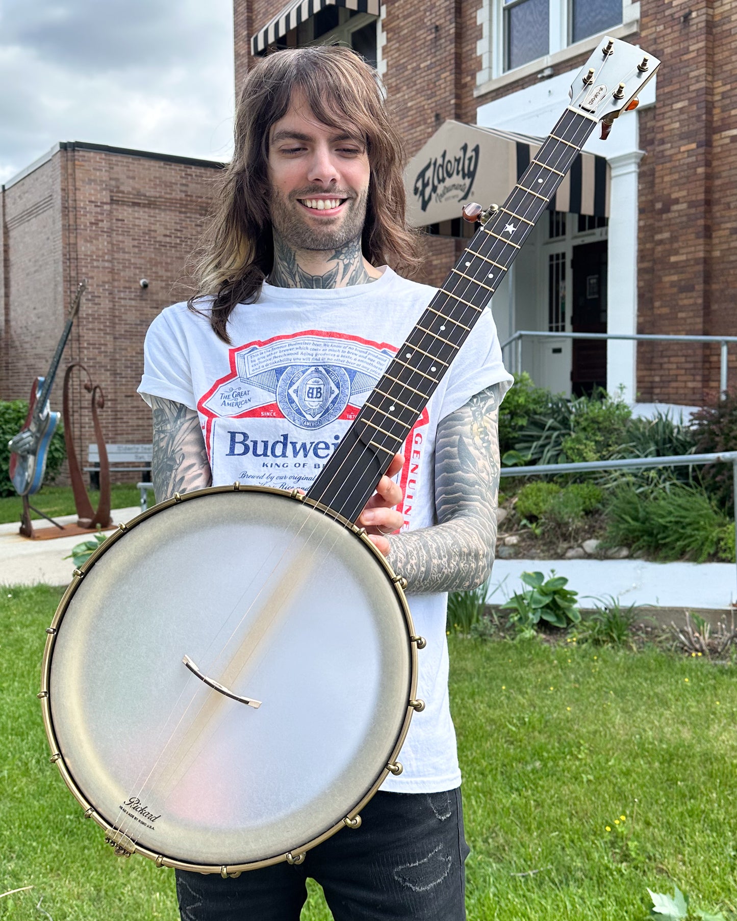 Showroom photo of Rickard Dobson 11in Openback Banjo & Case