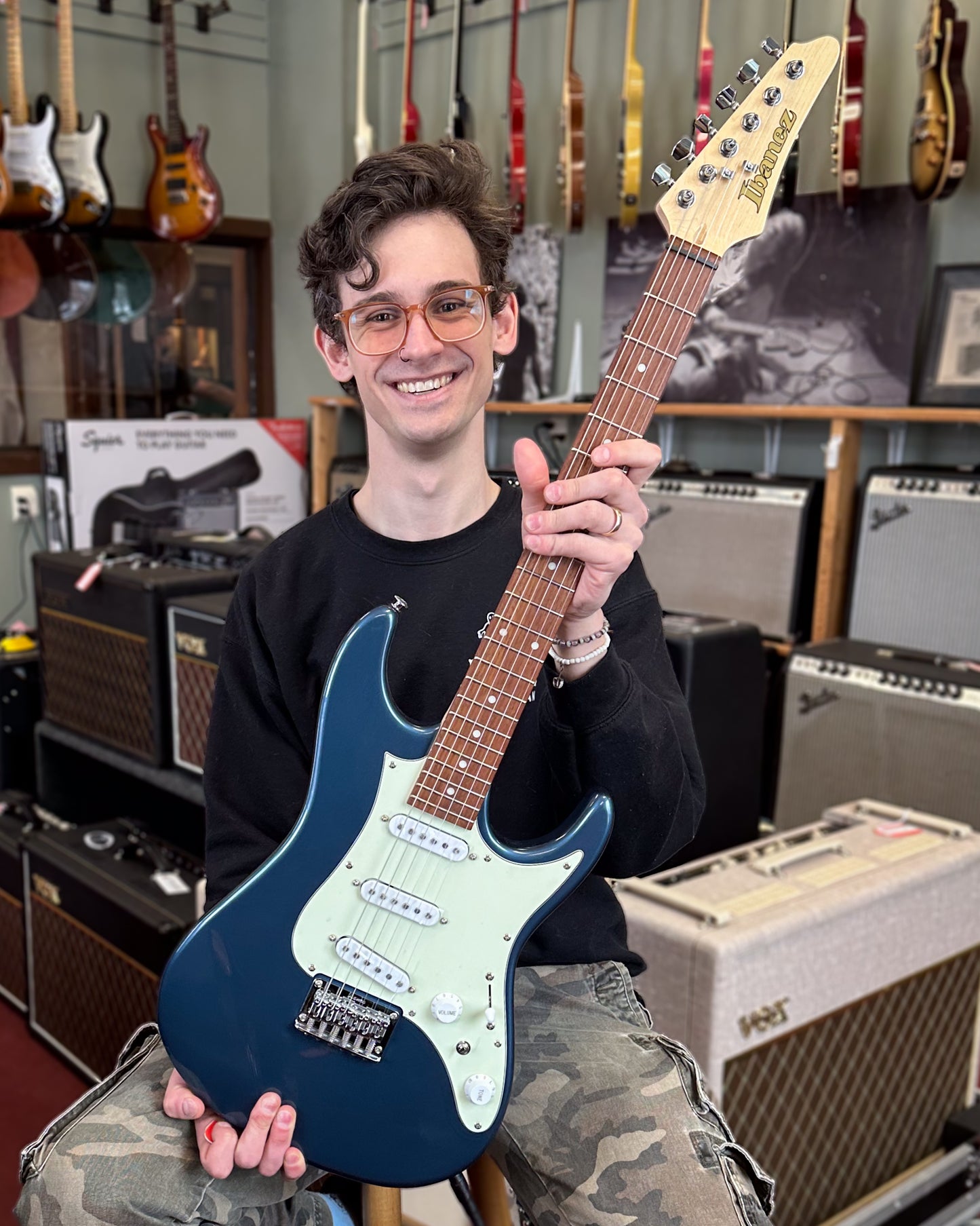 Showroom photo of Ibanez AZES31 Electric Guitar, Arctic Ocean Metallic