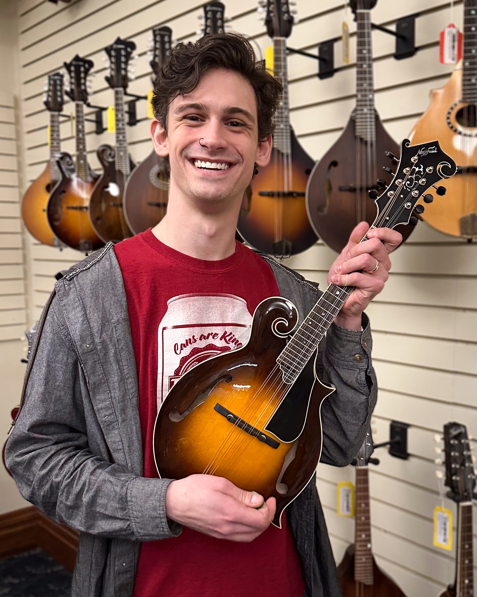 Showroom photo of Northfield Workshop NFB-F5A Master Model Big Mon Mandolin, Adirondack Top, with Case 