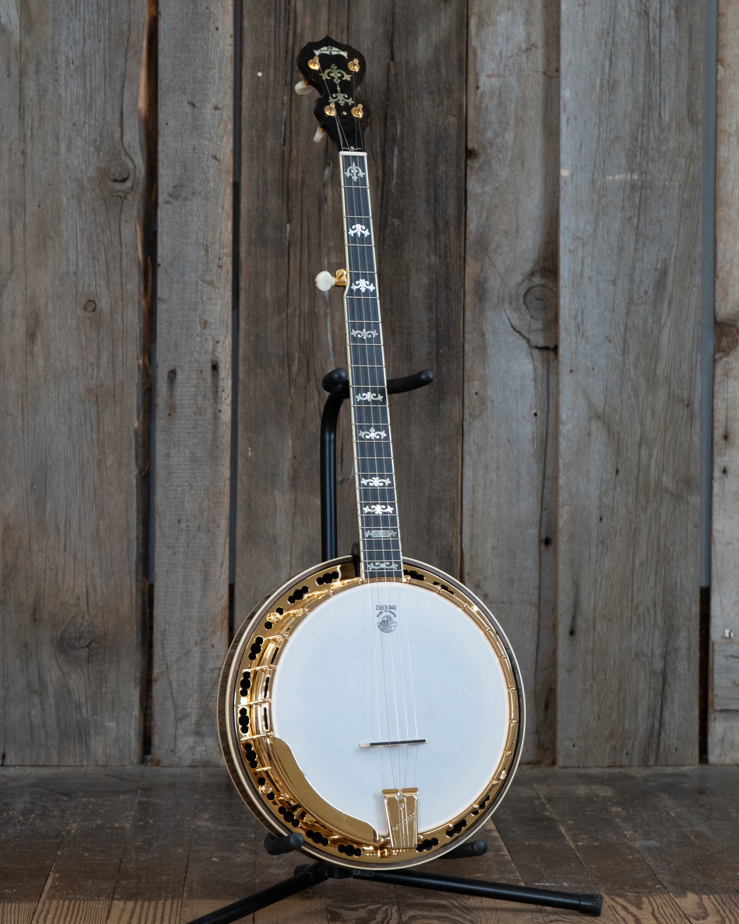 Showroom photo of Deering 50th Anniversary Limited Edition Resonator Banjo & Case