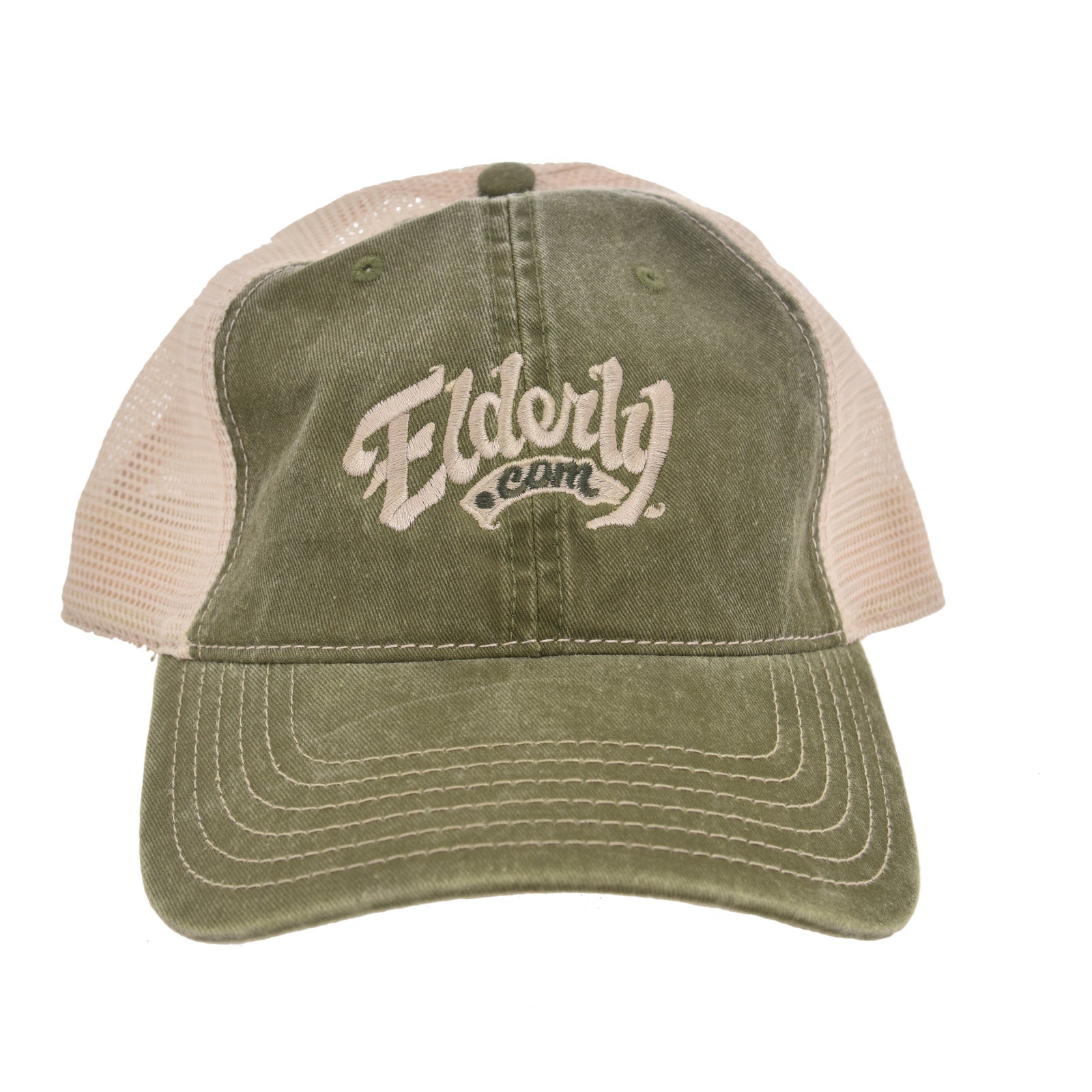 Front of Elderly Logo Hat, Olive
