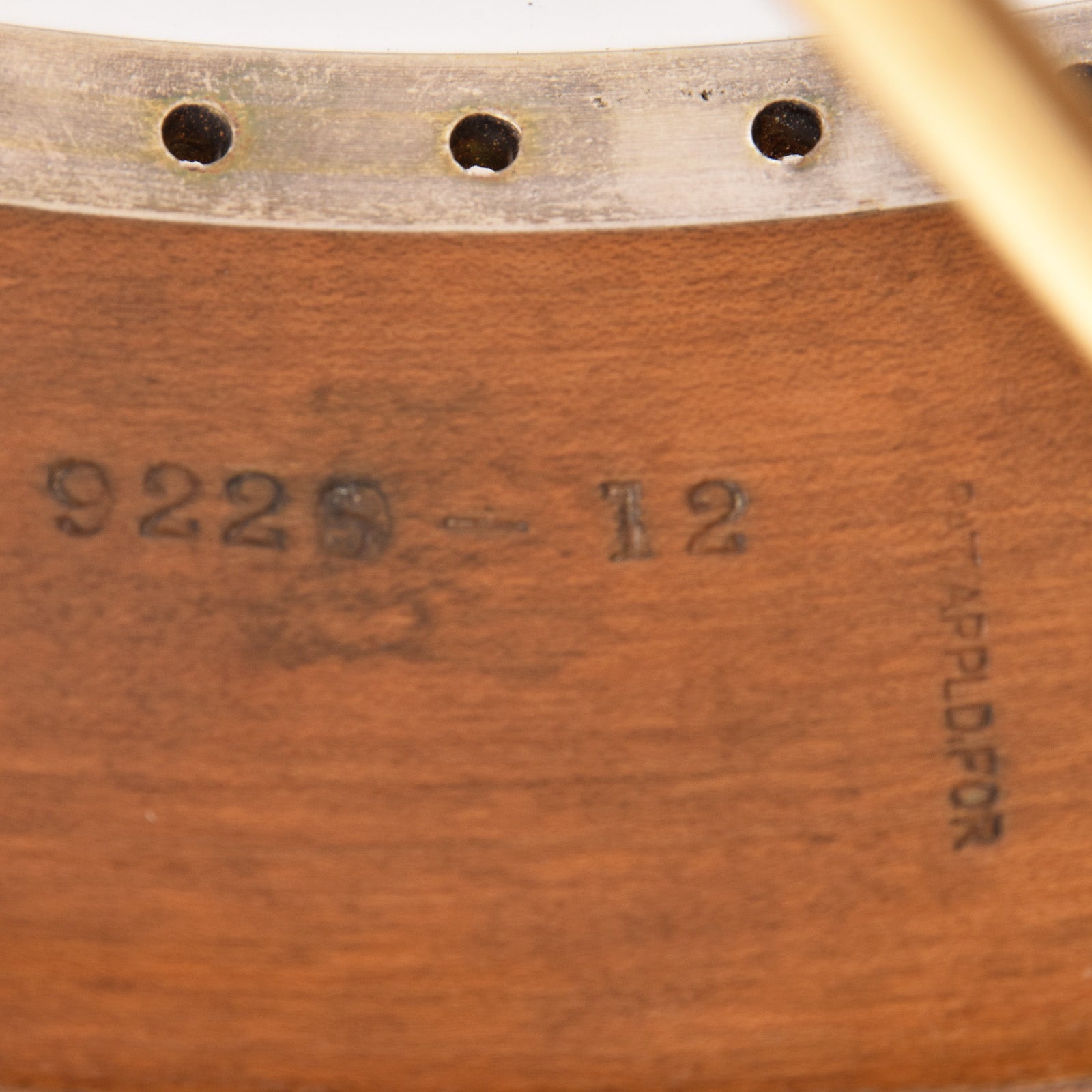 Serial number inside rim of Gibson TB-6 Checkerboard Conversion Resonator Banjo (1928)