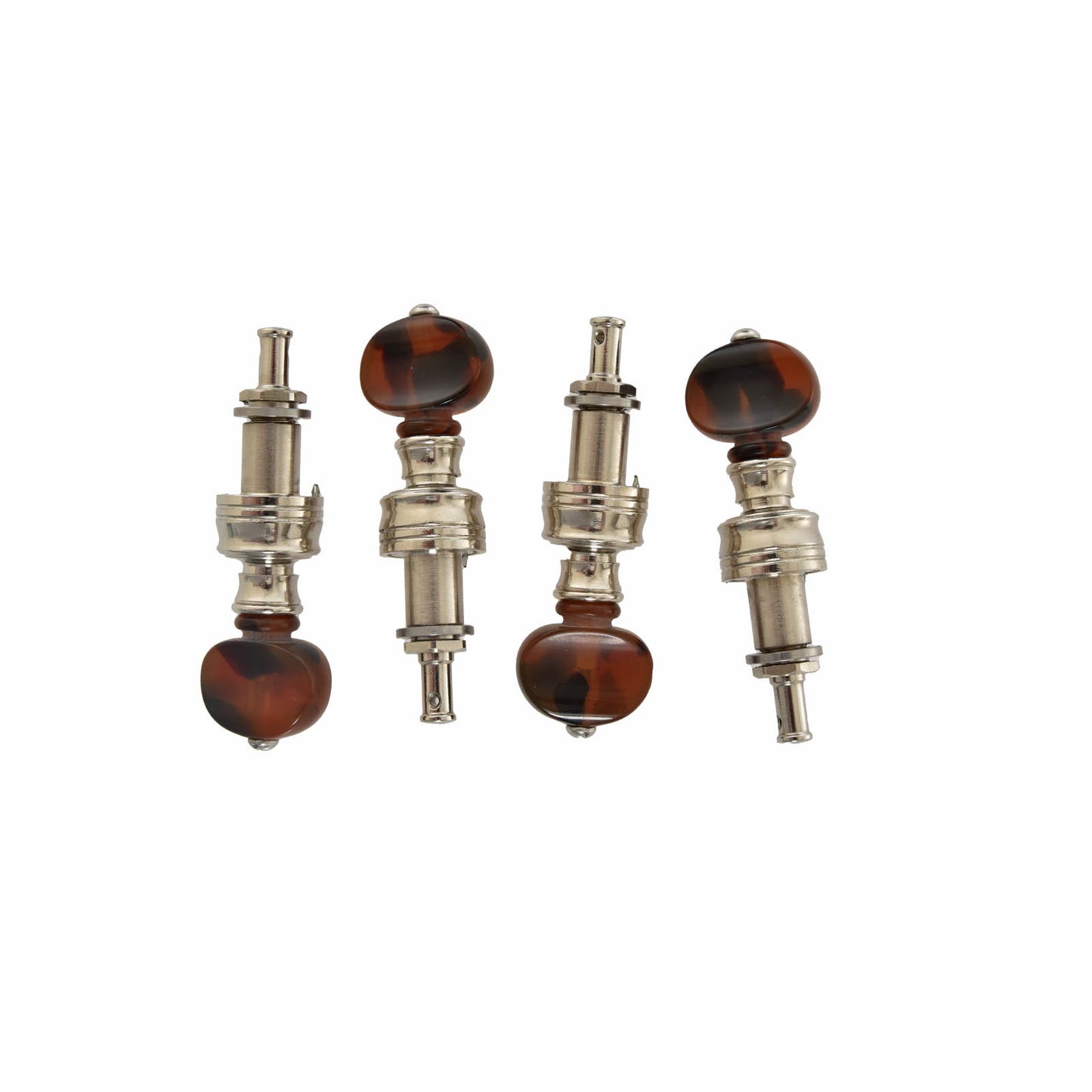 Image 1 of Rickard Cyclone 10:1 Banjo Tuners, Nickel/Faux Tortoise, Set/4