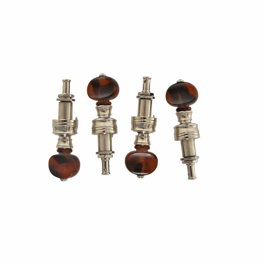 Image 1 of Rickard Cyclone 10:1 Banjo Tuners, Nickel/Faux Tortoise, Set/4