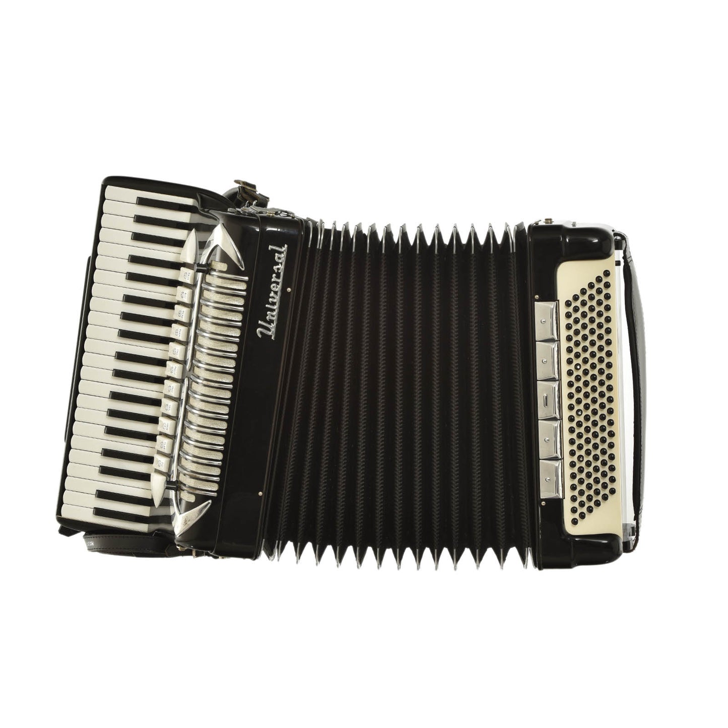 Open belows of Universal Model 628 Keyboard Accordion