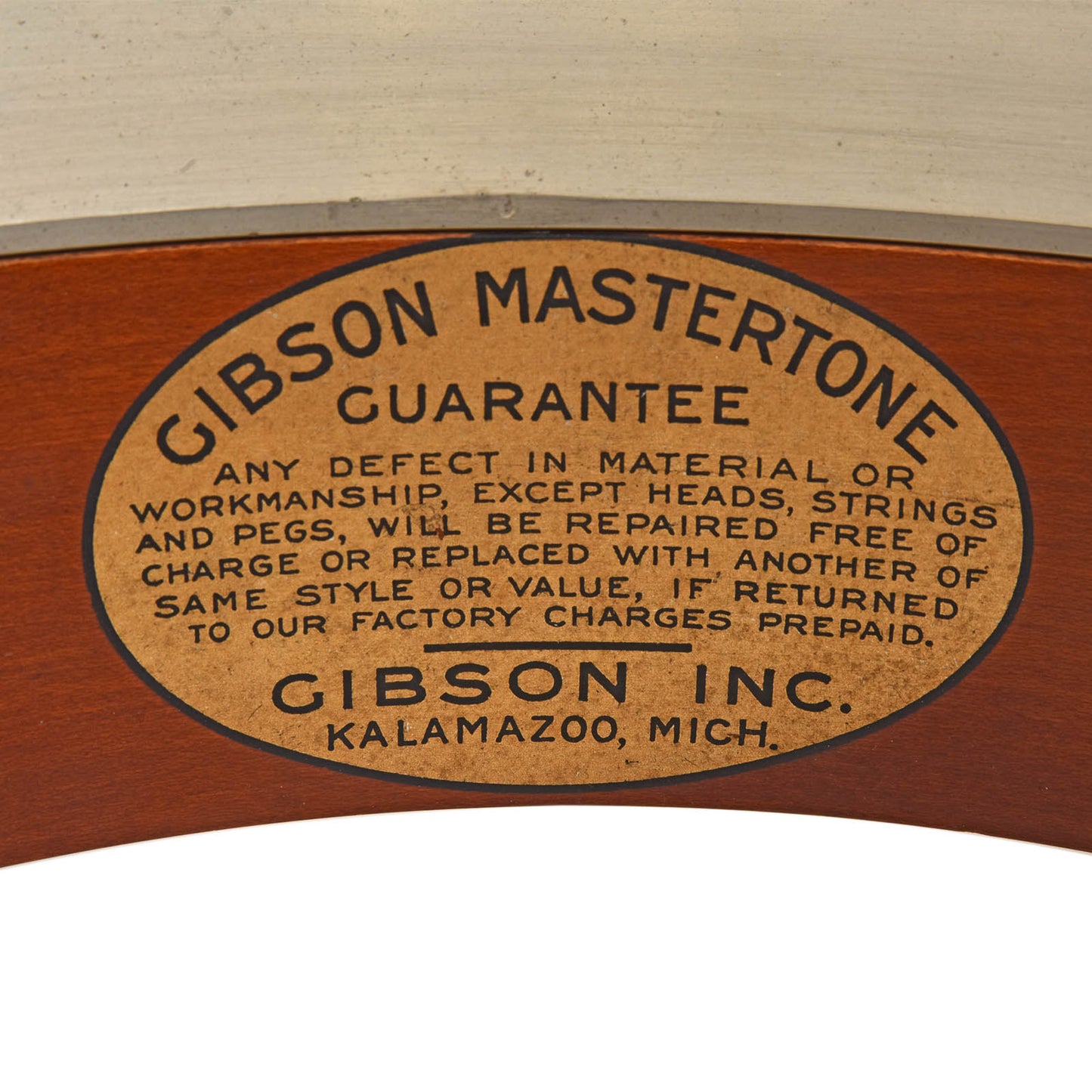 Inside label for Gibson PB-3 Flathead Plectrum Banjo