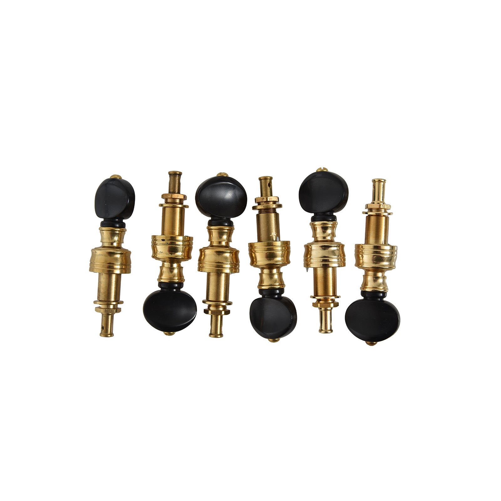 Image 2 of Rickard Cyclone 10:1 Banjo Style Guitar Gears, Set/6, Brass/Black Plastic 