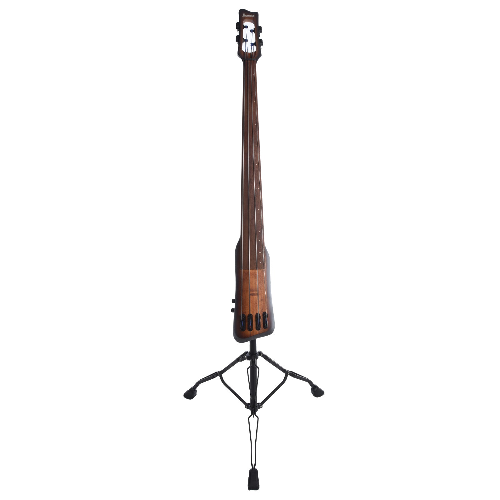 Full front of Ibanez UB804 Electric Upright Bass on stand