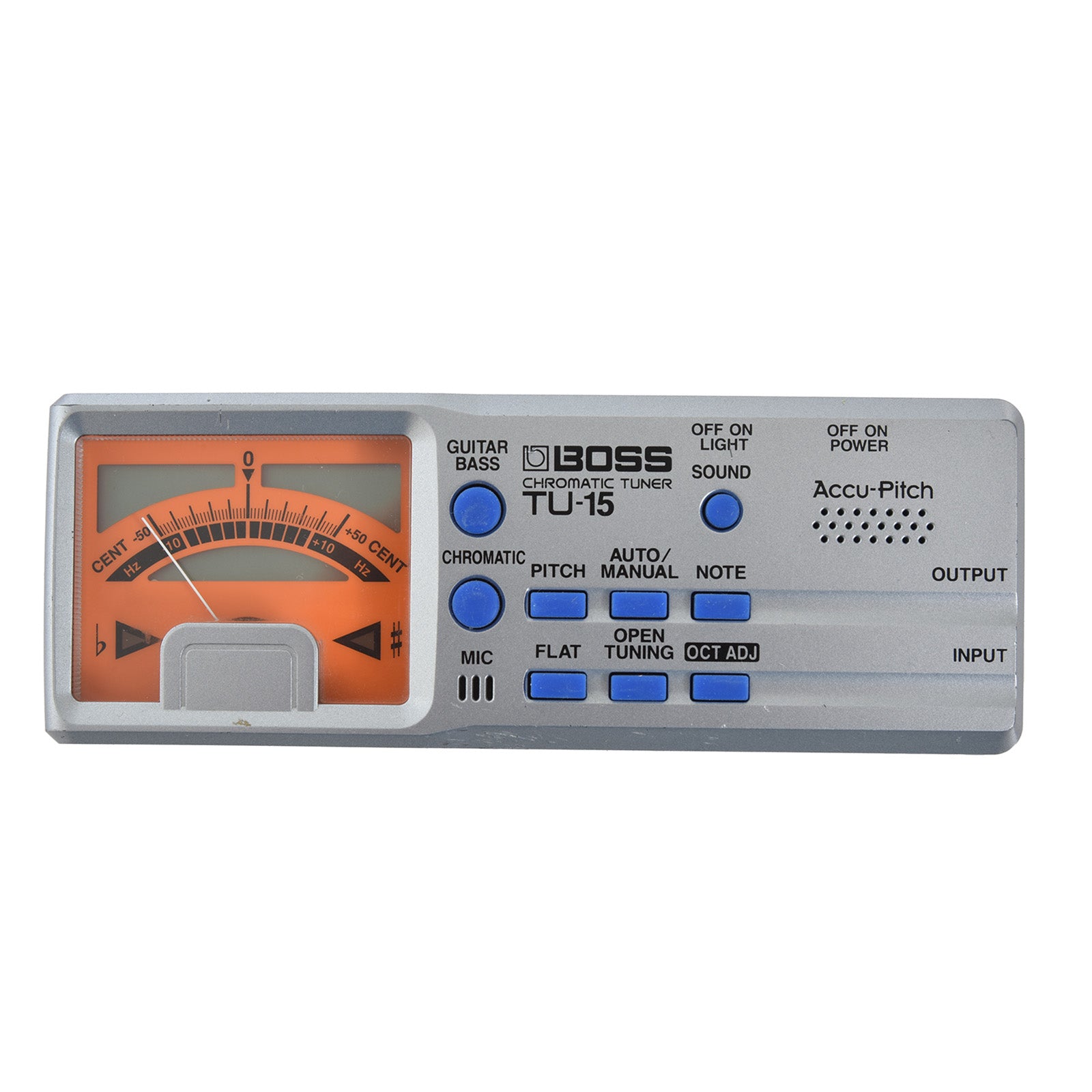 Front of Boss TU-15 Chromatic Tuner 
