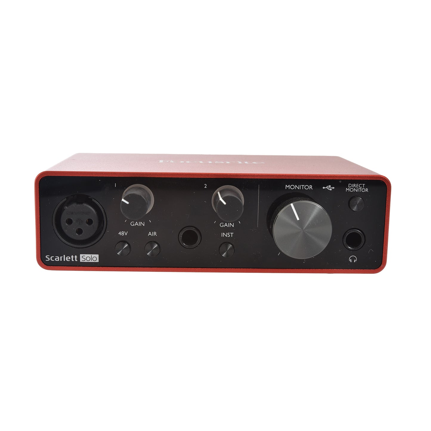 Front of Focusrite Scarlett Solo USB Audio Interface (3rd Generation)