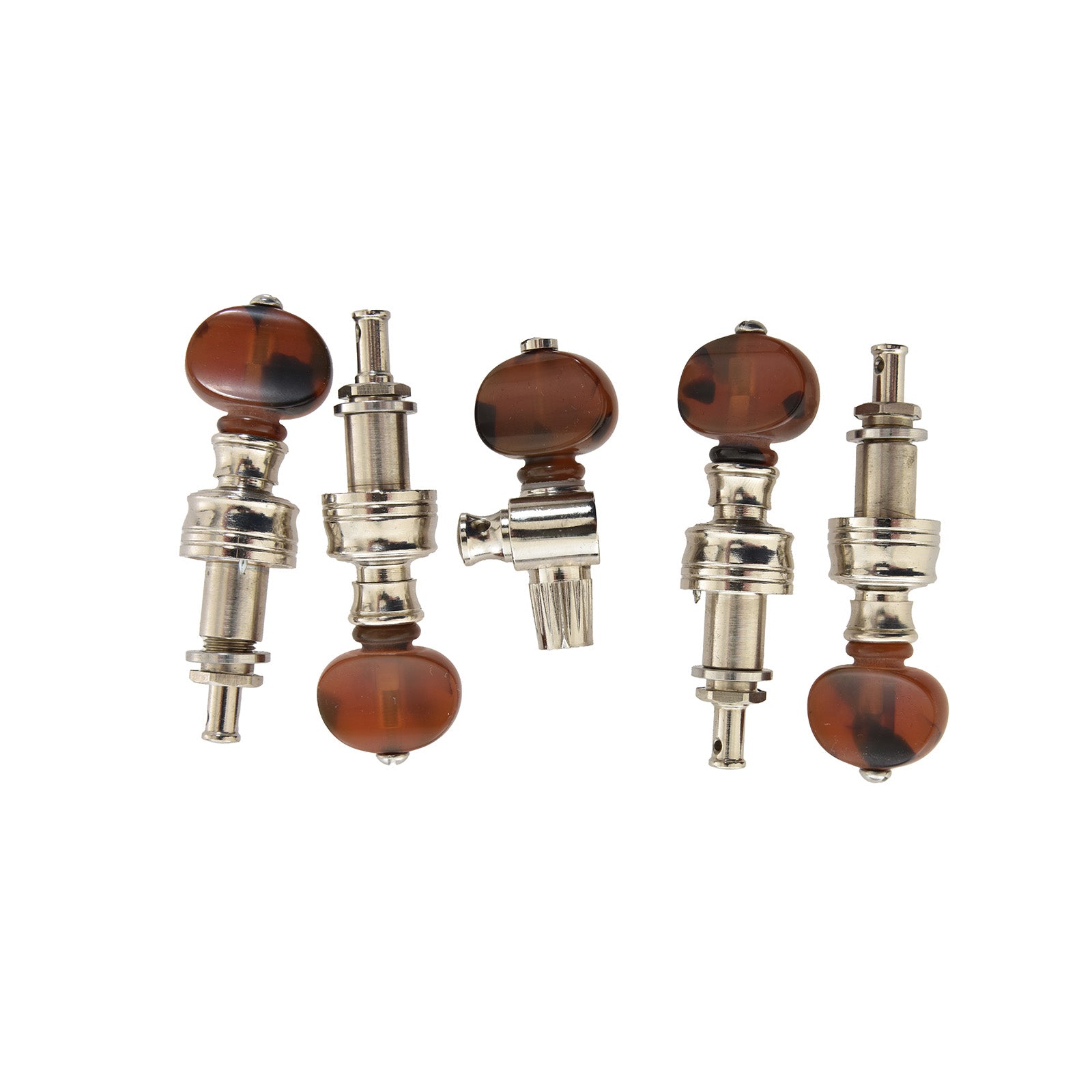 Image 1 of Rickard Cyclone 10:1 Banjo Tuners, Nickel/Tortoise, Set/5